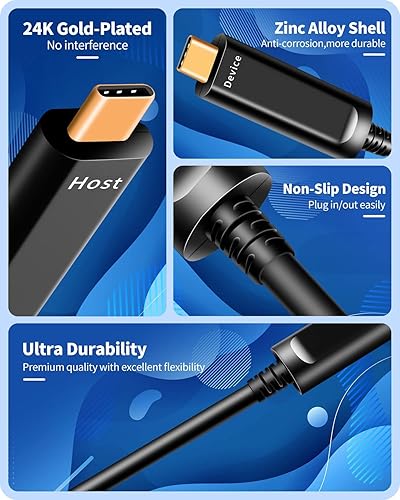Miniatura 2 de DWLCWY Cable USB C a USB C de fibra óptica (33 pies), delgado cable óptico activo USB 3.1 de alta velocidad de 10 Gbps para VR, cámara web, laptop,