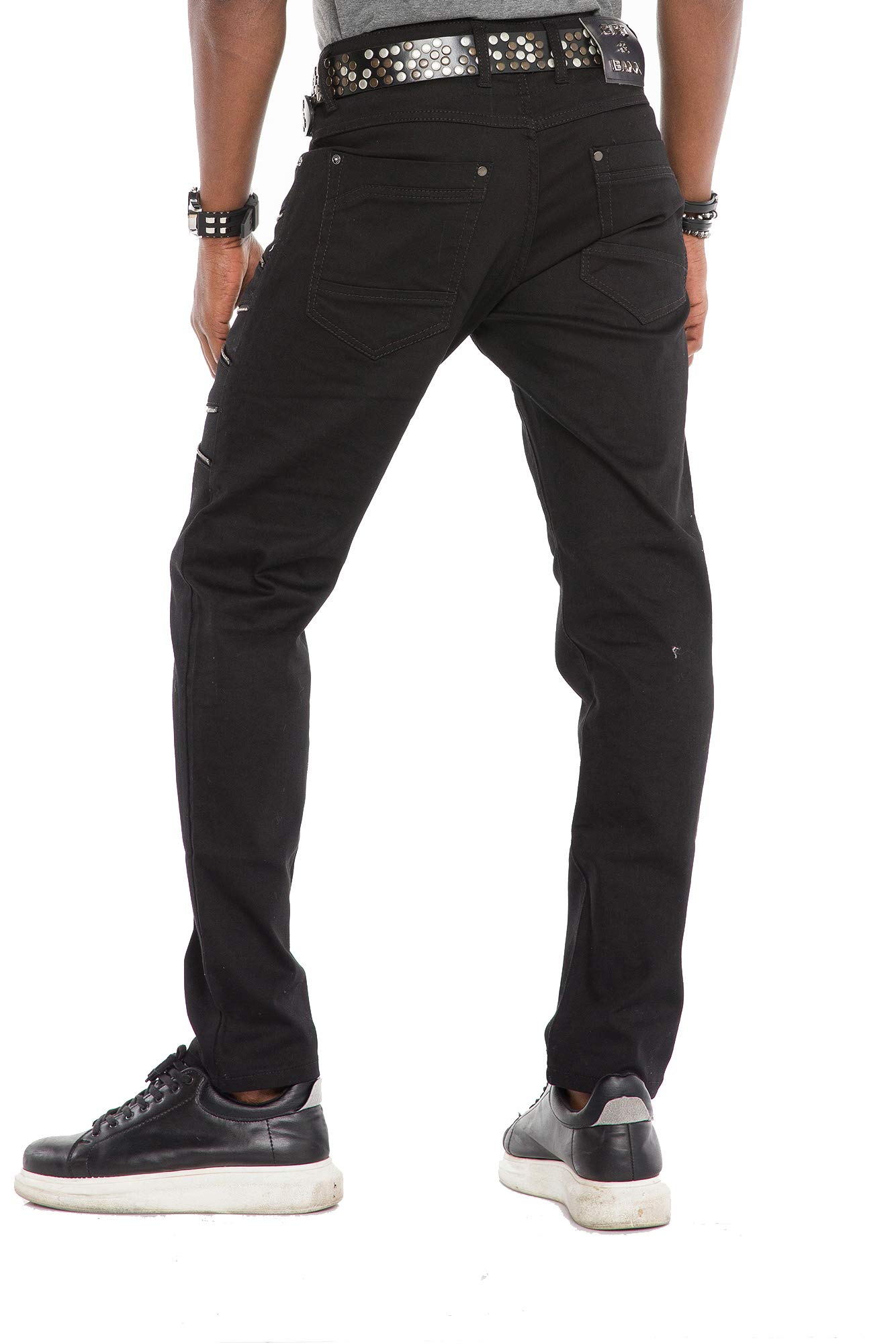Cipo & Baxx Pantalones vaqueros de corte recto para hombre, con cremallera