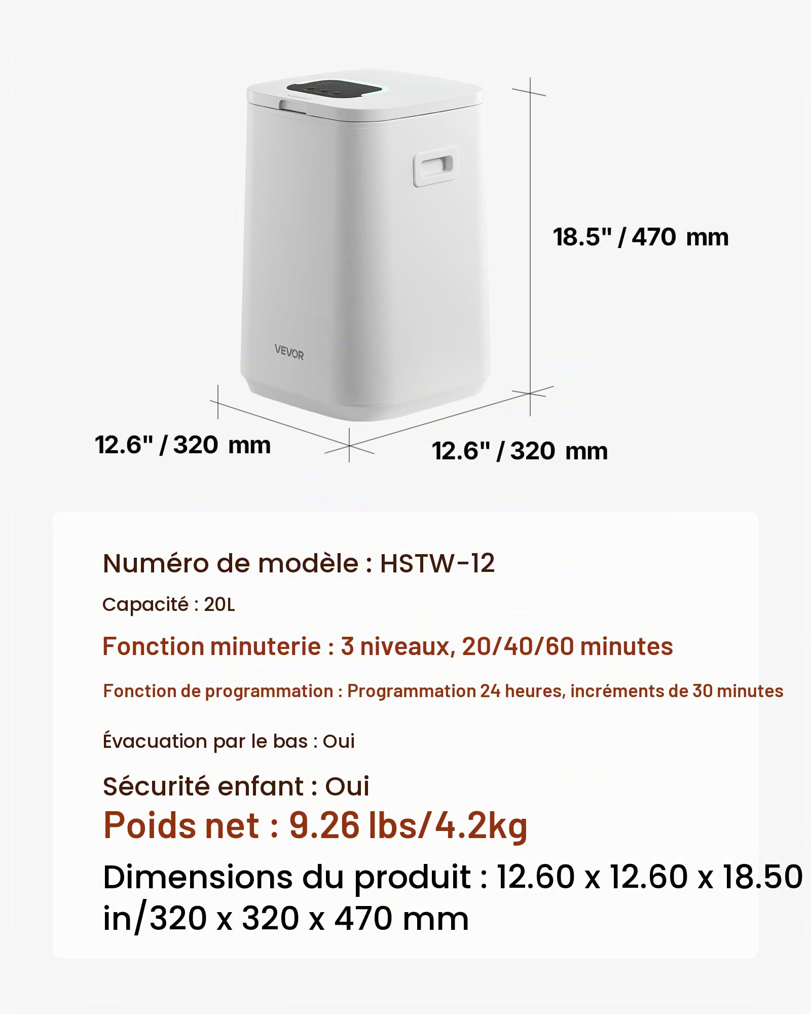 VEVOR Chauffe Serviettes 20 L, Seau Sèche-Serviettes pour Salle de Bain, avec Écran LED, Réglage de la Température, Minuterie et Verrou de Sécurité, pour Couvertures Peignoirs, Spa Massage, Blanc