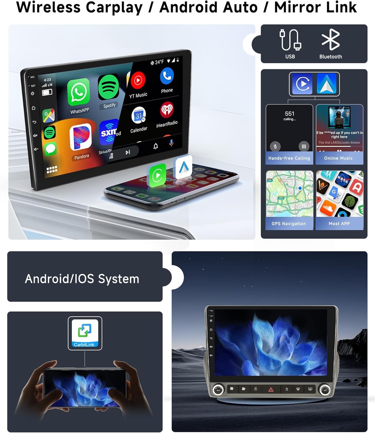 [8 CORE 6G+128G] Car Radio for Chevrolet Chevy Camaro 2010-2015 with Wireless Carplay/Android Auto, 9 Inch Android 15 IPS Touch Screen Car Stereo, Bluetooth, GPS, 5G WiFi, SWC, Backup Camera