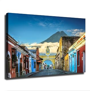 sjkda Antigua City Guatemala Volcano Poster Canvas Print Modern Office Home Bedroom Decor Gift Wall Art Decor (08×12inch Unframed)