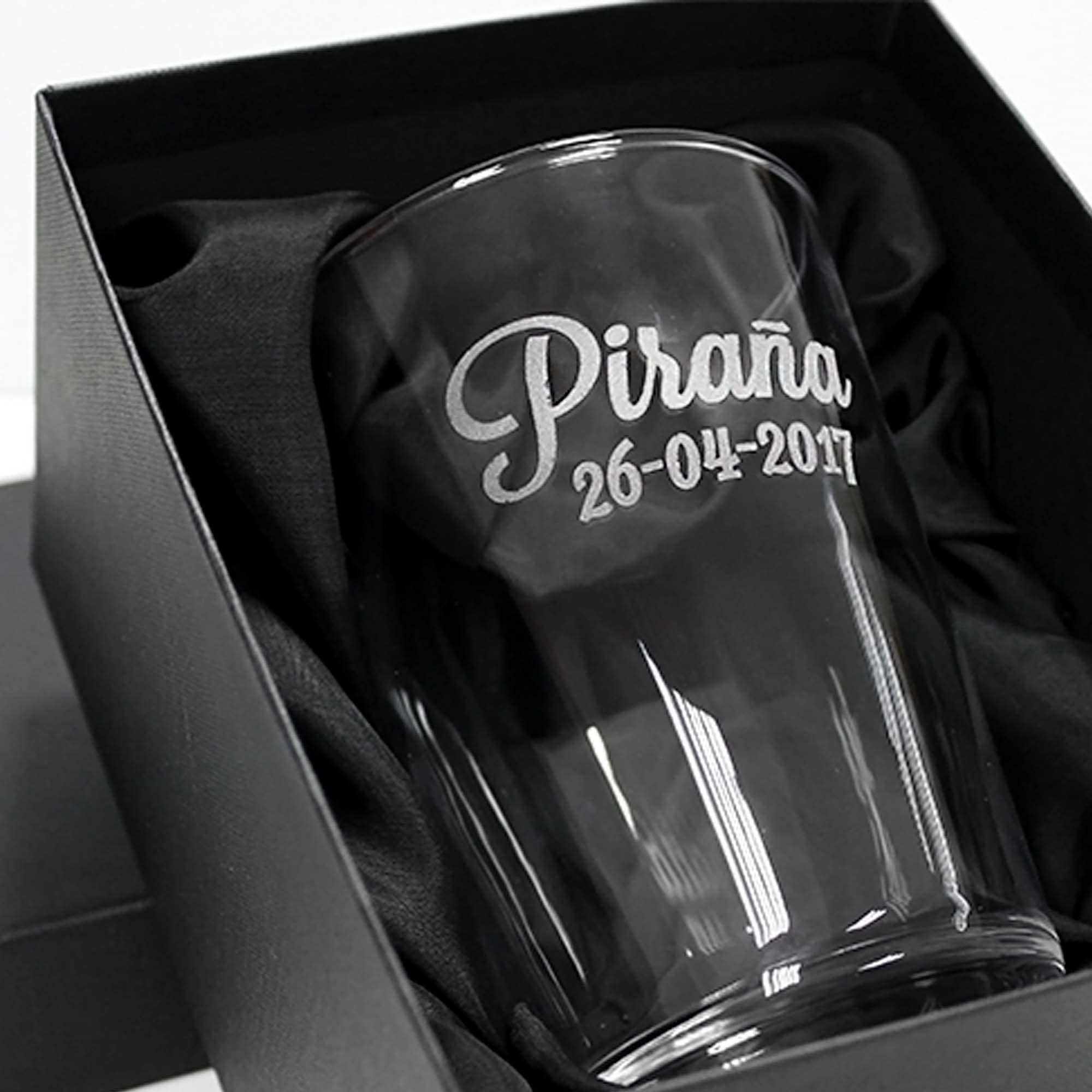Vasos de sidra o cubata de cristal grabados a láser para eventos, copas, cócteles, whisky (1 Vaso + Estuche)