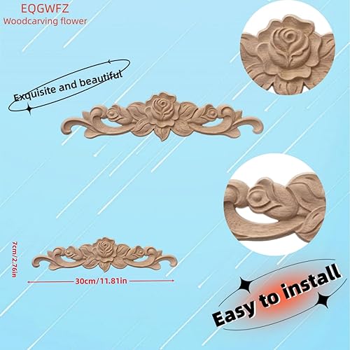 Miniatura 6 de 1 apliques largos de madera tallada onlays de madera, apliques de madera tallada Onlays para ventana, cama, puerta, pared, muebles, cabina, chimenea