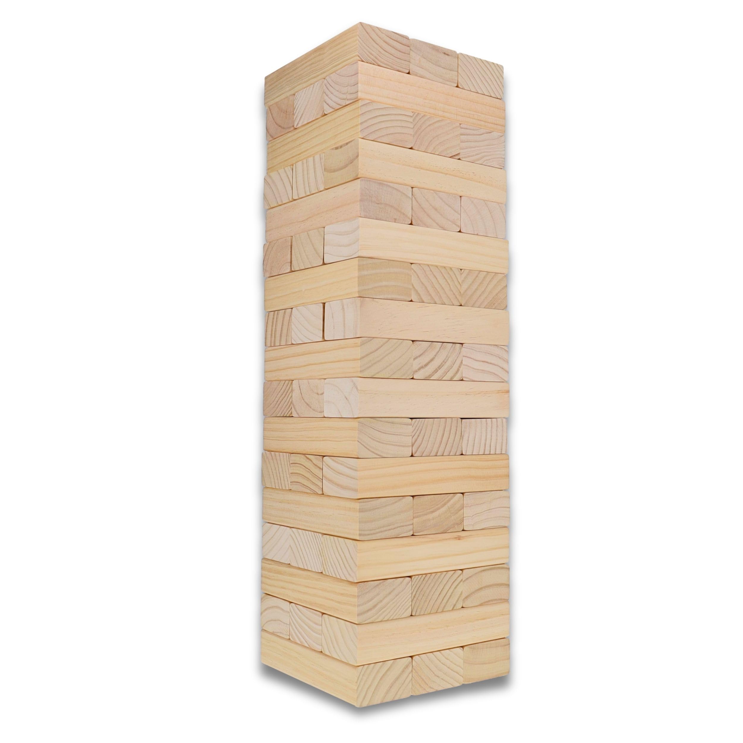 WE Games - Torre gigante de madera para apilar que se pliega cuando se toca (29 pulgadas de alto)