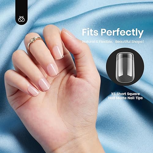 Miniatura 57 de Beetles - Kit de uñas de gel cortas de almendra, juego de 240 extensiones de uñas fáciles con forma de puntas transparentes con pegamento de uñas 5