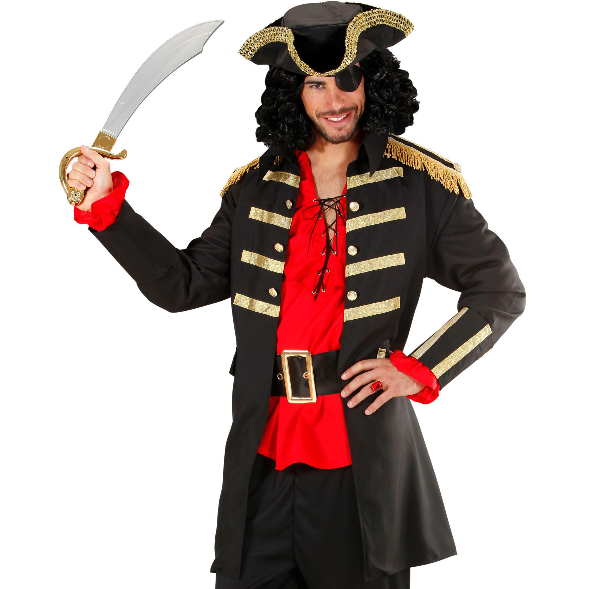 Black Pirate / Captain Costume Extra Large for Buccaneer Fancy Dress