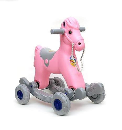 Uniqe Mart 2 in 1 Baby Horse Rider | Funride Baadal Rocking Horse Ride On | Toy Horse Ride-On, Kids Toys, Toddler Baby Toy Suitable for Kids Boys & Girls Age 1-3 Years Old (Pink & Grey)