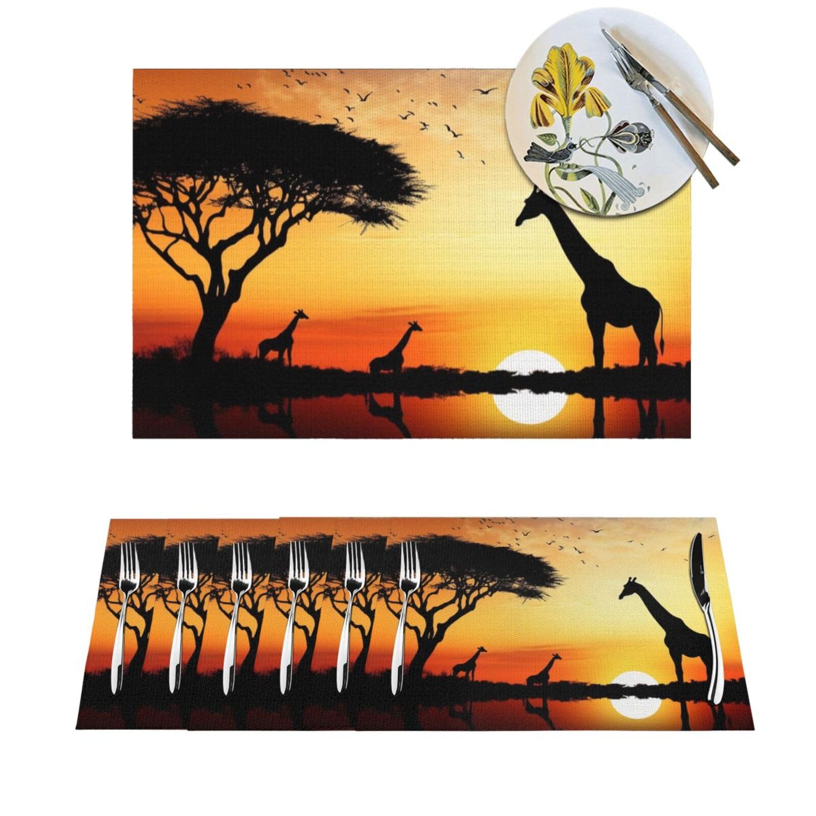 Sets de table lavables motif girafe pour stopper les taches et la chaleur