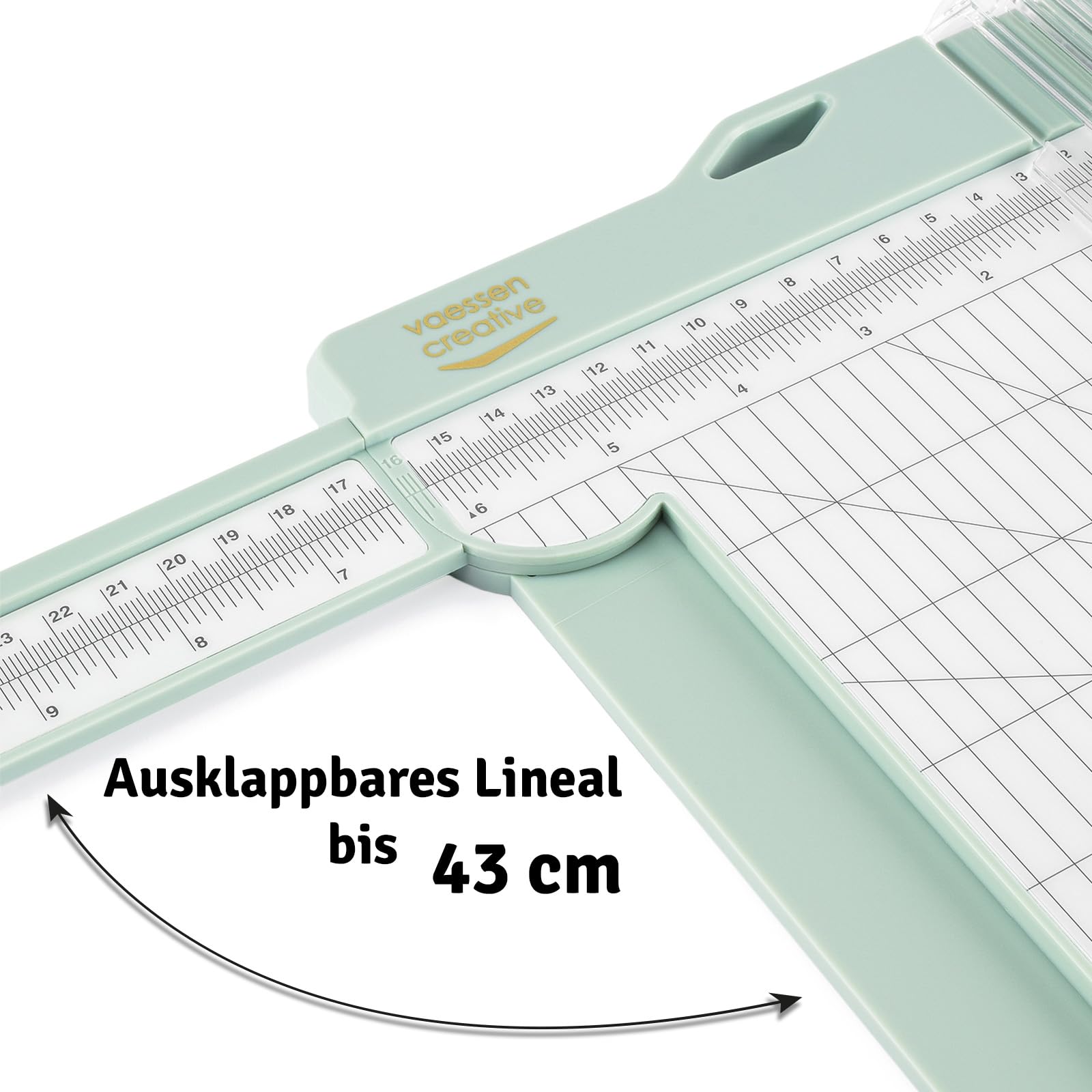 Vaessen Creative Papierschneider Mit Falzbrett 15x30,5cm, Mintgrün, für Scrapbooking und Karten Basteln