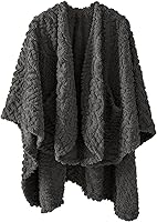 Vista 1 de Royoliving Fuzzy Sherpa Wearable Fleece Blanket with Pockets for Adults, Ultra Soft Plush Shawl Throw Blankets (Grey, 58'' x 64'')