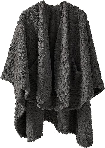 Royoliving Manta de vellón Sherpa con bolsillos para adultos, manta de felpa ultrasuave para TV (gris, 58 x 64 pulgadas)