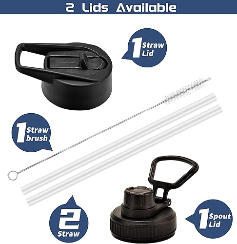 Miniatura 2 de Botella de agua Farsea aislada al vacío, de acero inoxidable, termo de boca ancha, tapas con pajita y asas paracord. Doble pared a prueba de sudor,