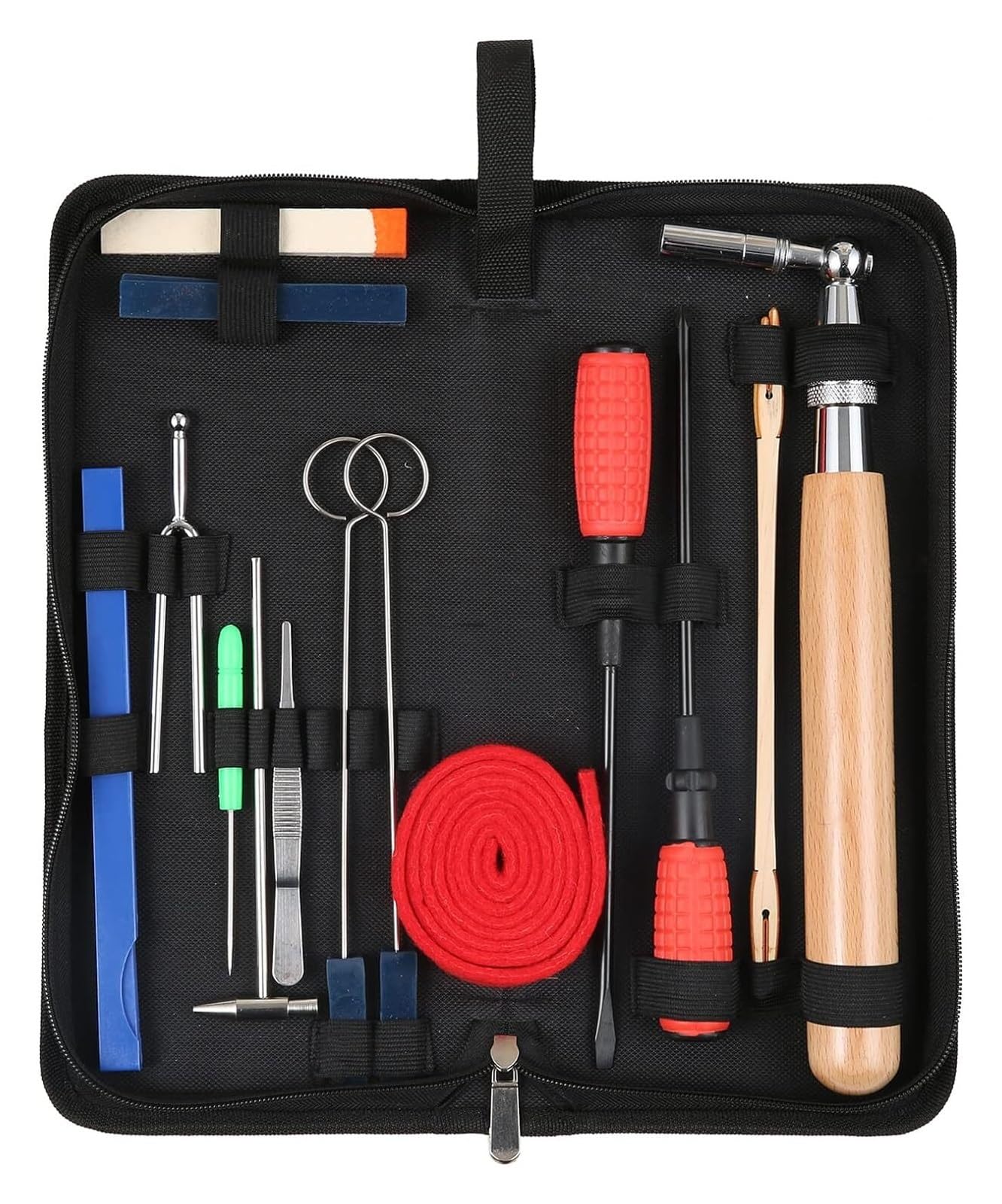 PianoTuningRepairToolsPartsAccessories， Juego de 16 herramientas de afinación, llave de afinación de mango largo, sordina de goma, destornillador, pinzas, martillo, tira de fieltro con temperamento, h