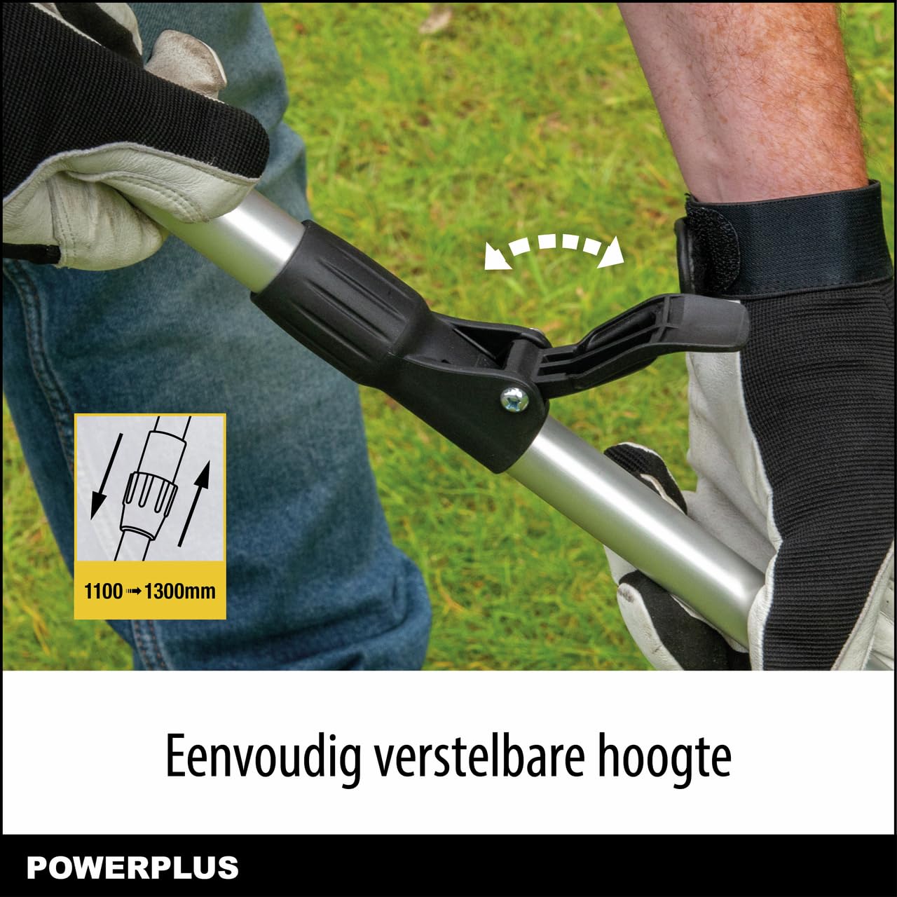POWERPLUS Tosaerba elettrico POWXG30031-450 W e 300 mm Ø, strumento da giardino 2 in 1 come tosaerba e boratrice per il tuo giardino