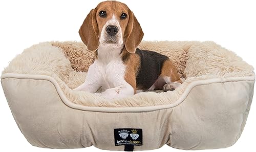 Bessie and Barnie Bagel - Cama para perros Cama de piel sintética extra de felpa Cama circular para perros Forro impermeable y funda extraíble