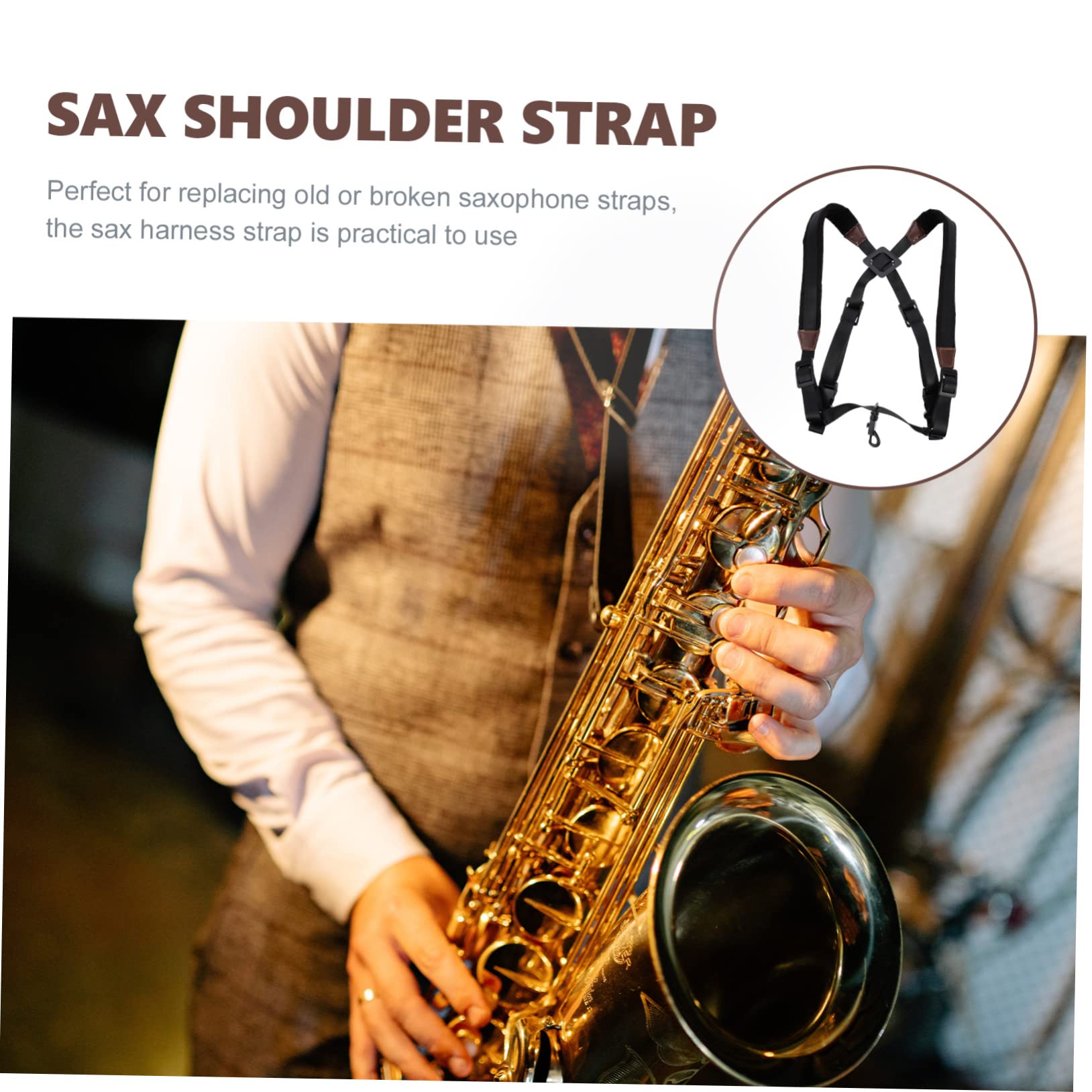 VICASKY Padded Saxophone Harness Strap Comfortable Neck Shoulder Support Adjustable for Soprano Sax