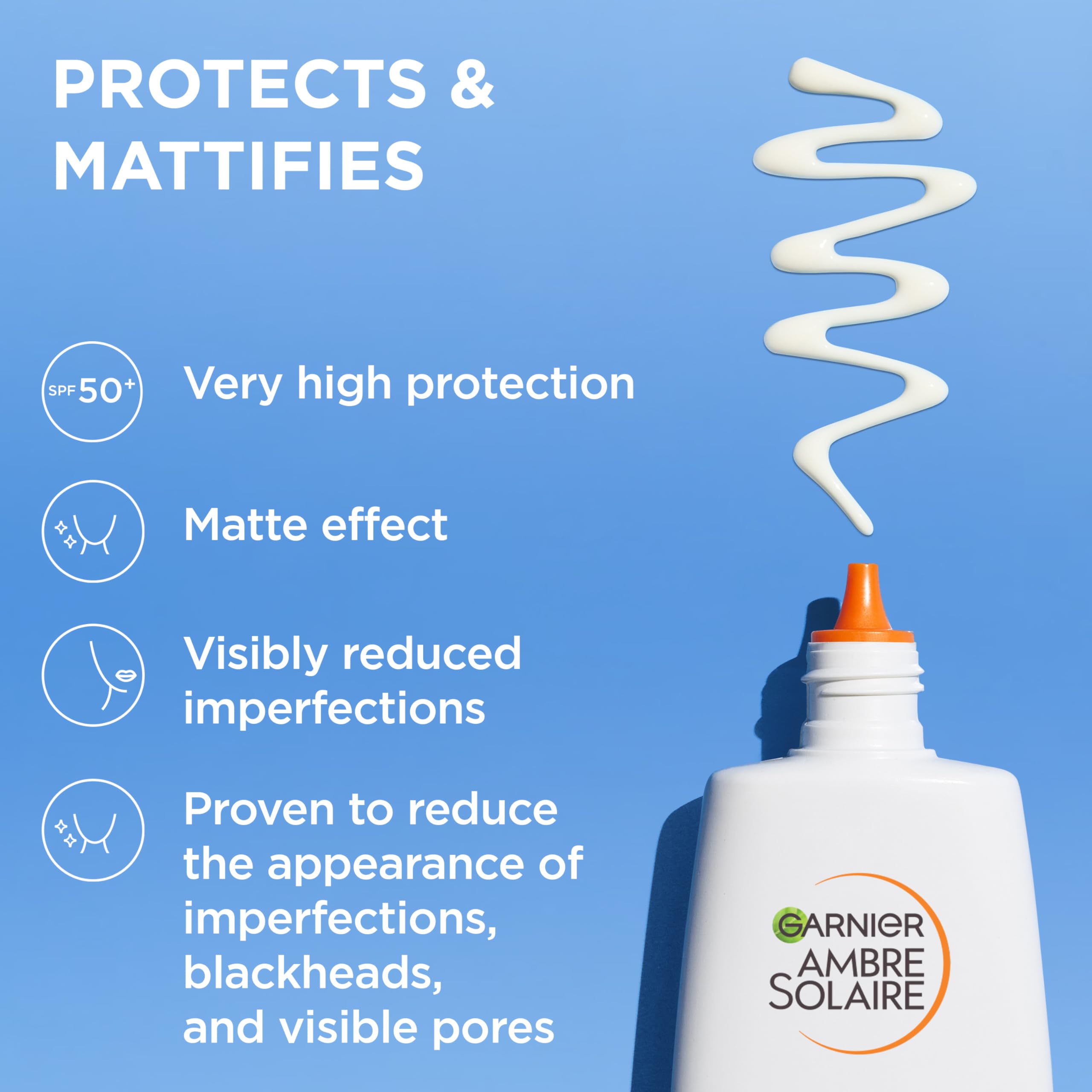 Garnier Płyn przeciwsłoneczny UV do skóry skłonnej do zanieczyszczeń, bardzo wysoka ochrona przed słońcem, LSF 50+, niewidoczne wykończenie, Ambre Solaire Super UV Niacinamide Daily Fluid, 1 x 40 ml