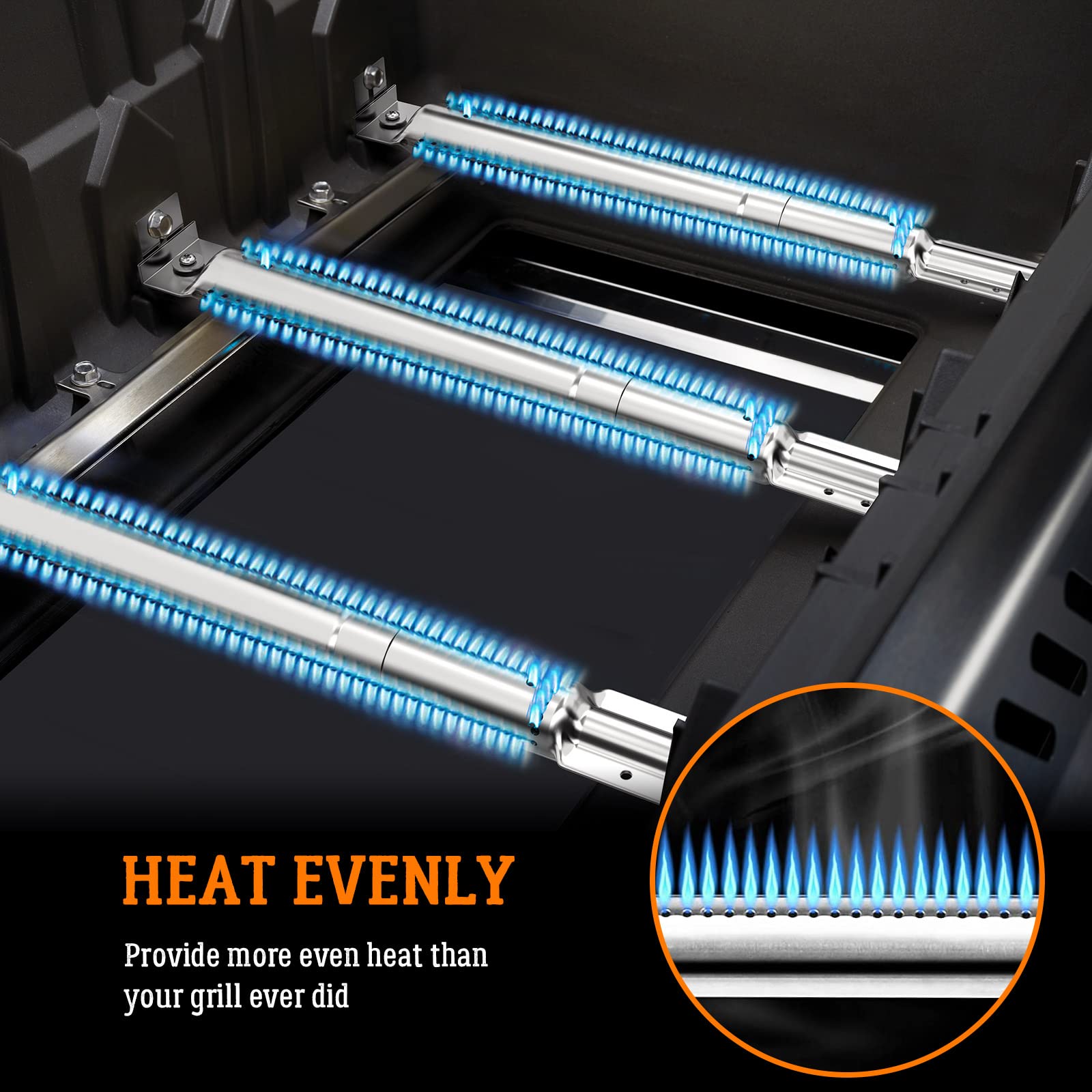 Quemadores Ajustables de 31 a 44 cm, Quemadores Universales de Acero Inoxidable, Accesorios para Barbacoa de Gas, Piezas de Repuesto para Tepro Master Forge Campingaz Charbroil