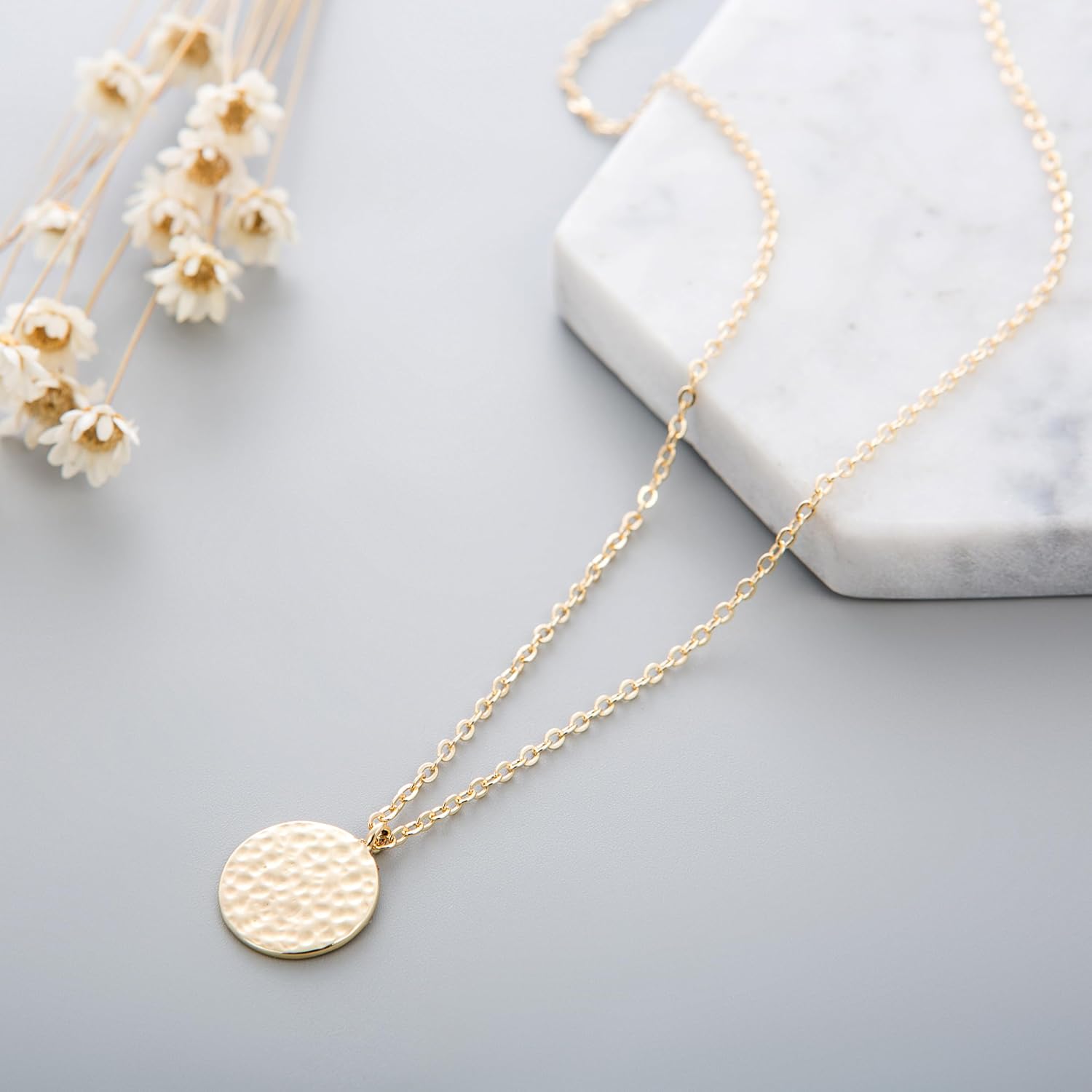 Fettero Pendant Necklace Gold Choker Layered Coin Open Karma Circle Full New Crescent Moon 14K Gold Plated Dainty Simple Moon Phase Jewelry for Women Gift - Image 4