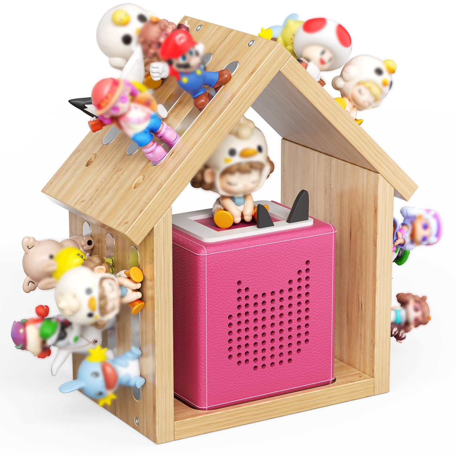 Étagère murale en bois pour figurines Tonies (12 à 40 pièces), étagère murale avec bandes magnétiques pour le rangement, étagère de présentation pour Tonies & Toniebox, design maison (moyen)
