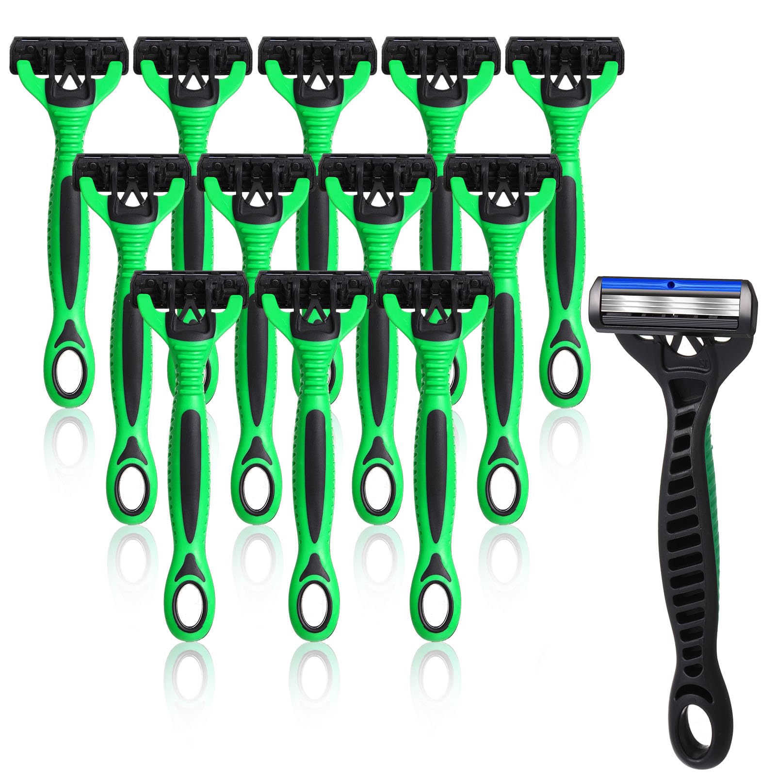 Wovnet 12 Pcs Mens Disposable Razors Bulk 3 Blade Sensitive Head Shaving Razors for Men Travel Hotel Spa Christmas Party Gift