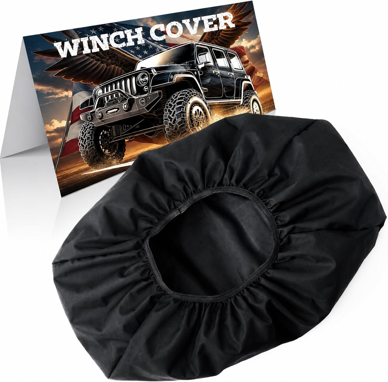 Mionovity Winch Cover, Heavy Duty Waterproof Oxford Fabric, Anti-UV, Dustproof, Tear-Resistant Durable,Fits 8000-12500 lbs Electric Winches