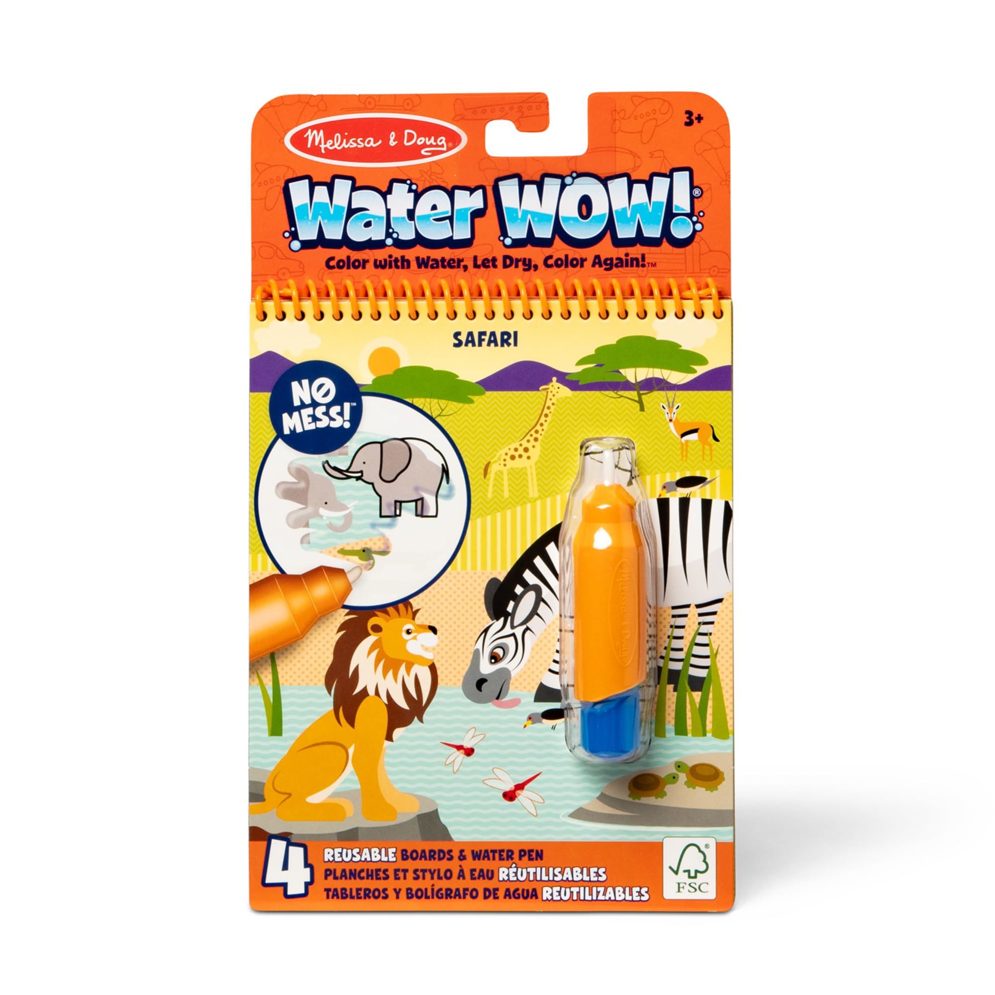 Melissa & Doug On The Go Water Wow! Reusable Water-Reveal Activity Pad - Safari - FSC Certified