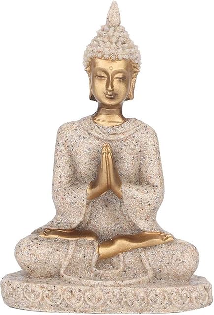 Fockety Handmade Craft Home Ornament Buddha Craft, Carving Statue, Buddha Statue, Buddha Figurine for Birthday Gift for Home for Office Decoration for Home Decoration(A gold)