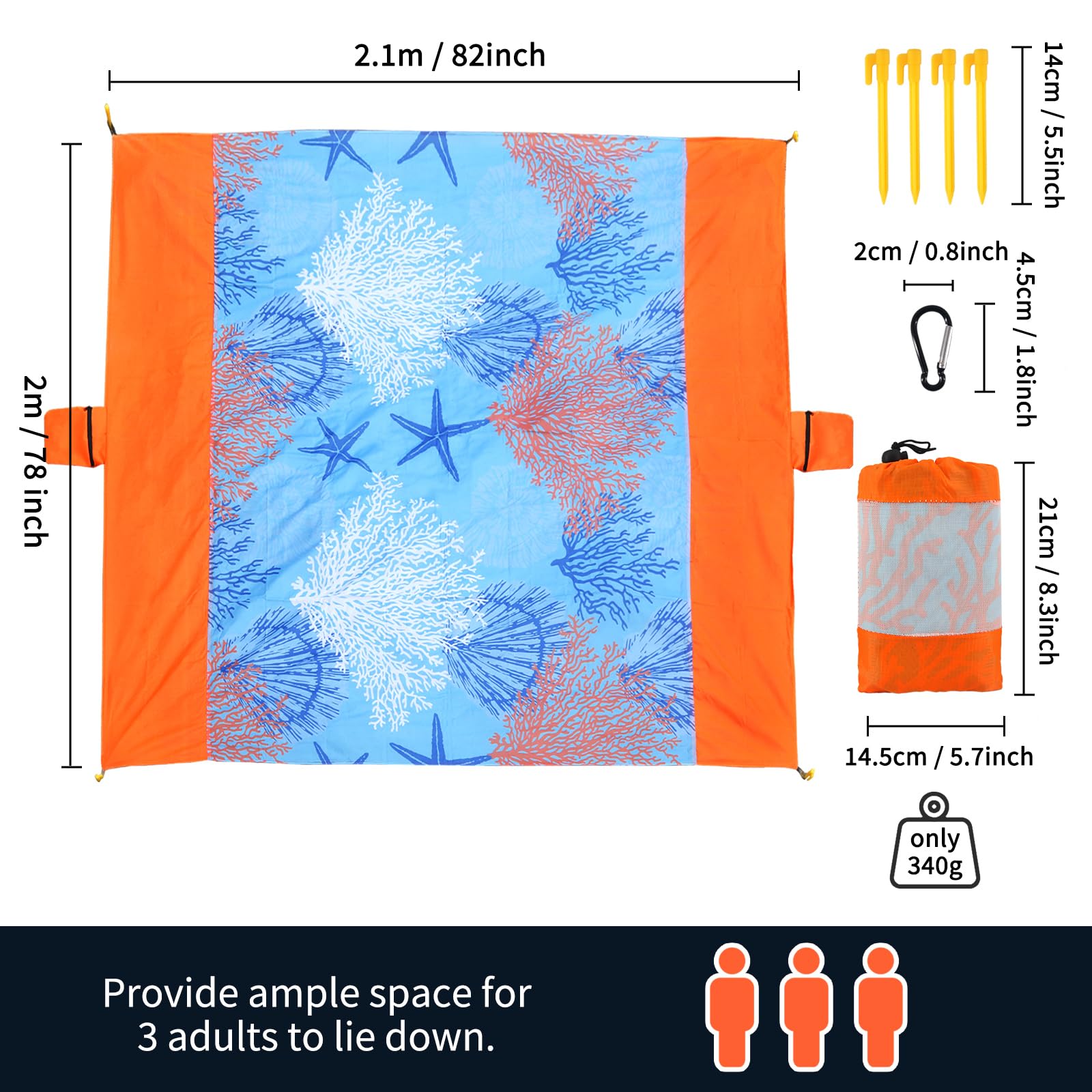NewDoar Beach Blanket Sandproof Extra Large for 1-3 Adults / 1-8 Adults Sand Free Beach Mat Picnic Blanket Waterproof Oversized Lightweight Picnic Mat for Camping Hiking Beach Travel-/1-3person
