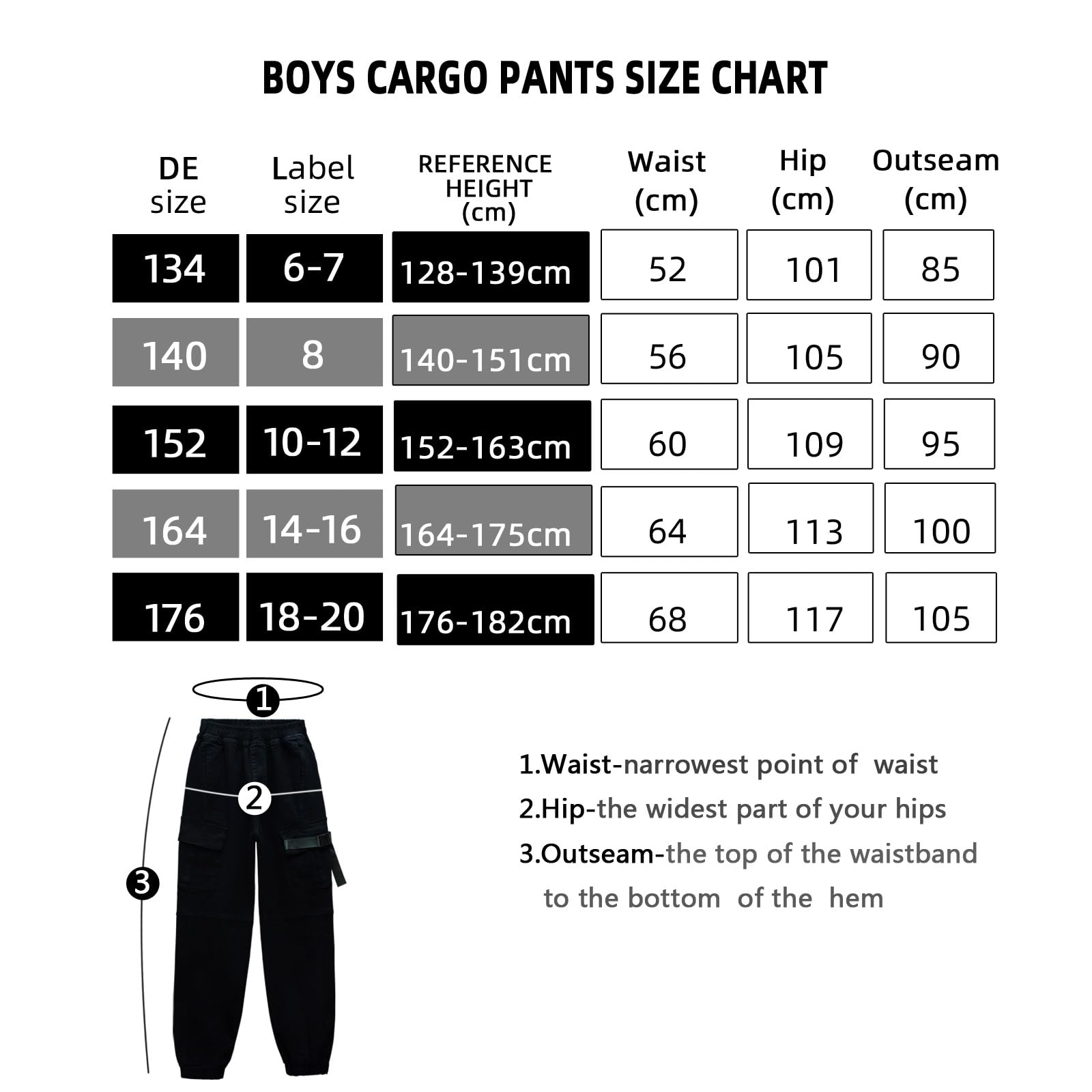 MEILONGER Pantaloni Cargo Ragazzo per Bambini, Stile Casual, Elastico in Vita per Escursionismo, Uniforme Scolastica, Pantaloni Sportivi