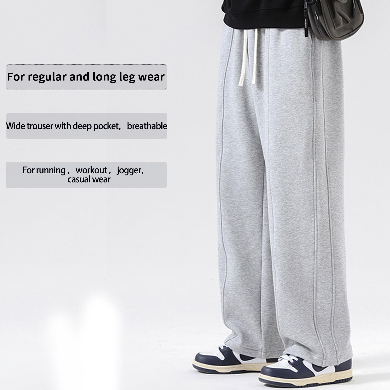SHAGGA Pantaloni della tuta da uomo a gamba dritta, orlo senza polsini, vestibilità ampia, pantaloni da jogging con tasche per corsa e allenamento