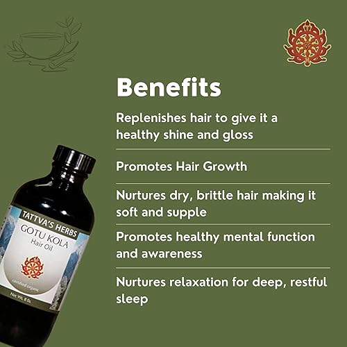 Miniatura 4 de Tattva's Herbs Gotu Kola & Brahmi Hair Oil 8oz - Tratamiento ayurvédico para el cuero cabelludo para el crecimiento del cabello
