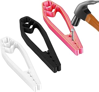 3 Pack Nail Holder for Hammering, Nail Setter Slip Joint Pliers to Keep Fingers Safe, Portable Nail Fixing Tools for Basic Repair and Woodworking Tools, Household Construction (Red, Black, White)