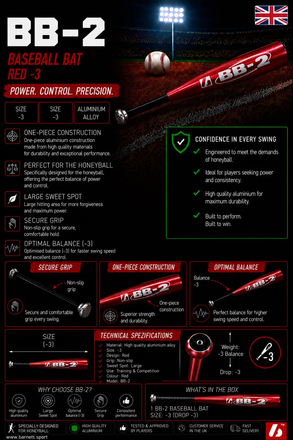 BARNETT BB-2 - Pelota de béisbol