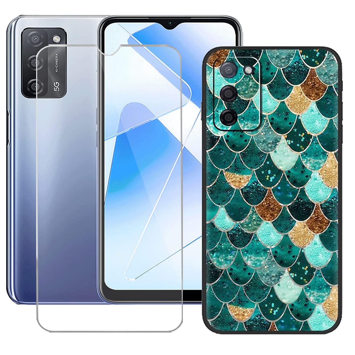 Amazon.co.jp: YZKJSZ Oppo A55 5G 用ケース + 強化ガラススクリーン