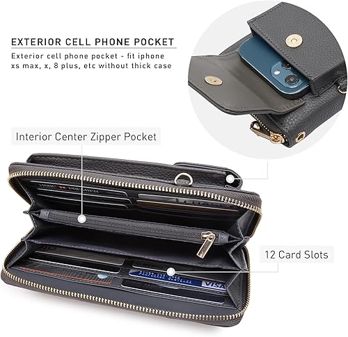 Miniatura 4 de Dasein - Bolso cruzado con bolsillos múltiples para mujer, bolso con billetera llevar al hombro o en la muñeca