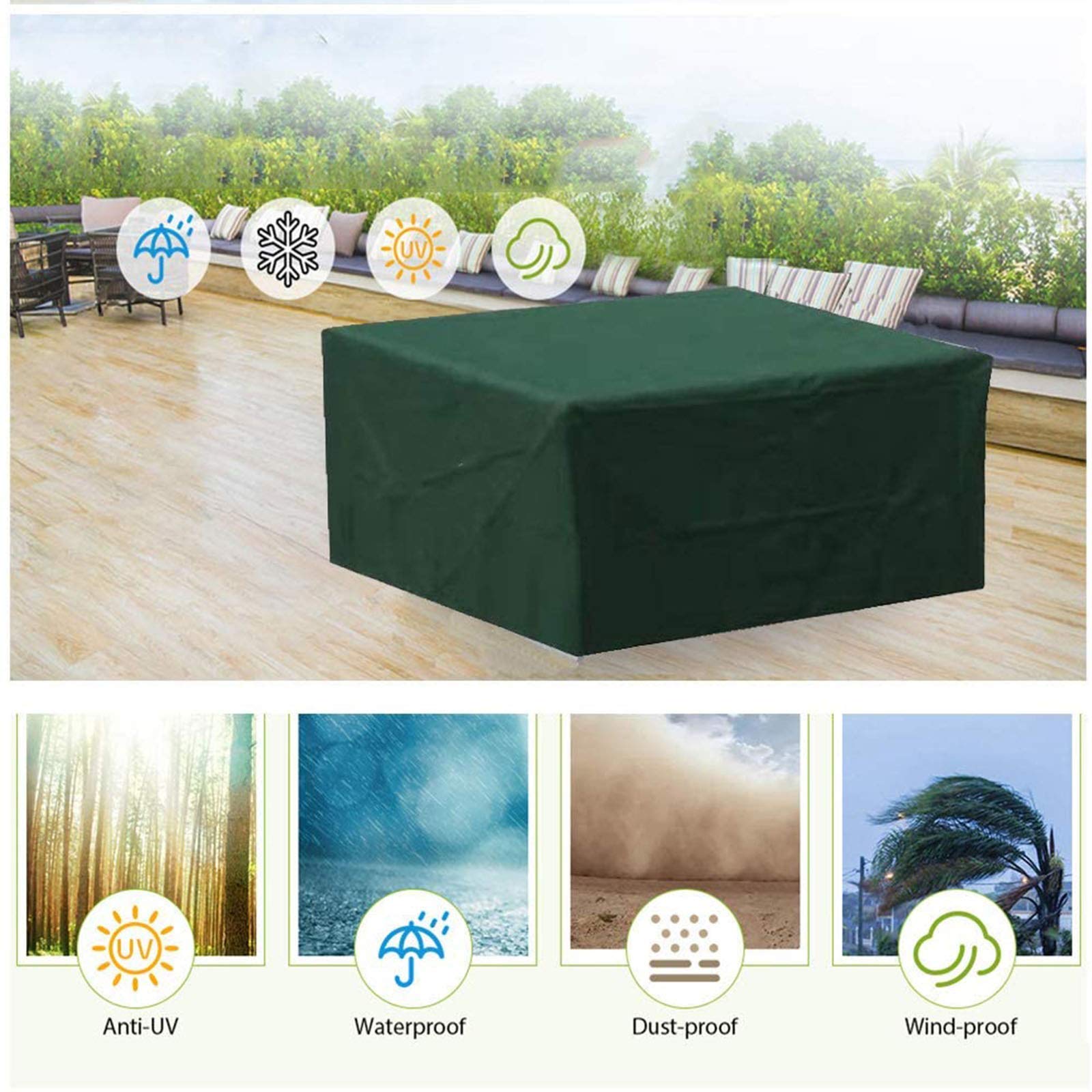 Fodera per mobili da Giardino 127x127x67cm, Fodere per mobili da Esterno Rettangolare Impermeabile, Impermeabile, Antivento, Anti-UV, Fodere per mobili da Esterno in Tessuto Oxford