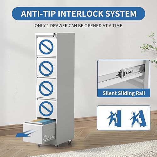 Vista 32 de Archivador móvil de 2 cajones, archivador de metal debajo del escritorio con cerradura y ruedas, archivador rodante para oficina en casa para Negro