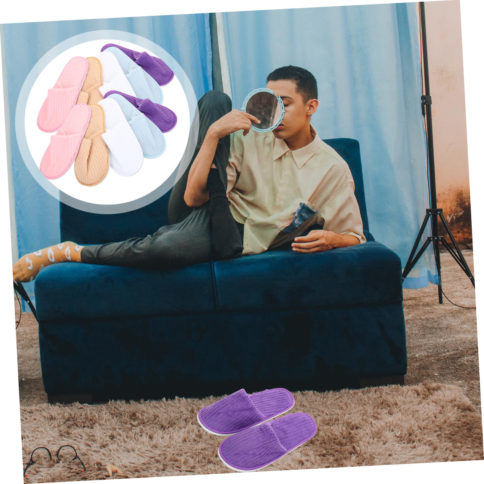 POPETPOP Pantofole in Pile di Corallo Spesse, Antiscivolo, 10 Paia | Casa e Hotel, Leggere e Lavabili, Assortimento Bianco Giallo Rosa Blu Viola