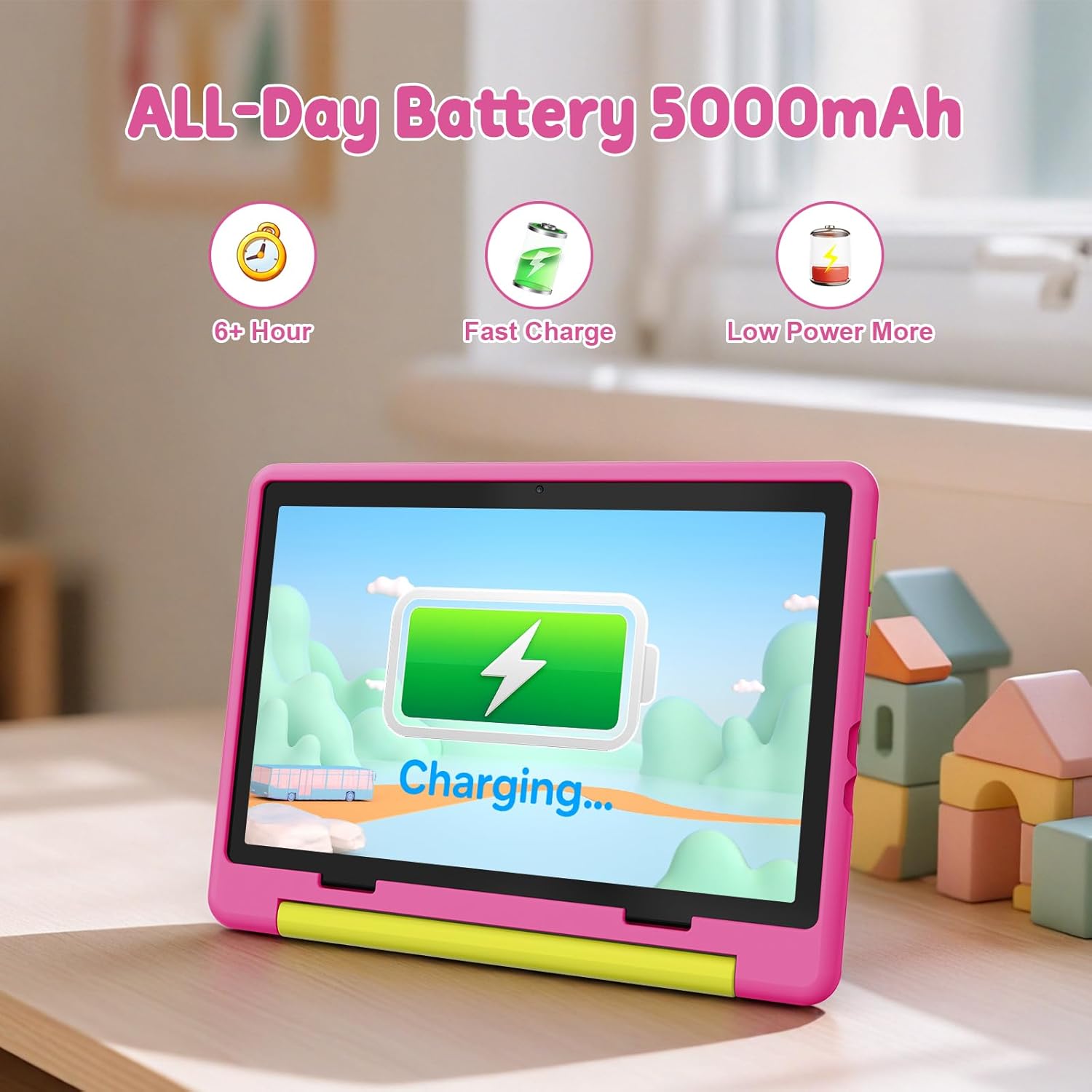 Gleeso Kids Tablet,Android 16 Tablet with HD Display,10.1 inch,Parental Control & Kids Mode, GMS Certified,20GB RAM 64GB ROM,1TB Expandable, 5000mAh Battery, Dual Camera, Protective Case, Pink
