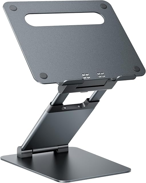 Nulaxy Laptop Stand for Desk, Ergonomic Sit to Stand Laptop Holder Convertor, Adjustable Height from 1.2" to 20", Supports up to 22lbs, Compatible with All Laptops Computer Tablets 10-17", Gray