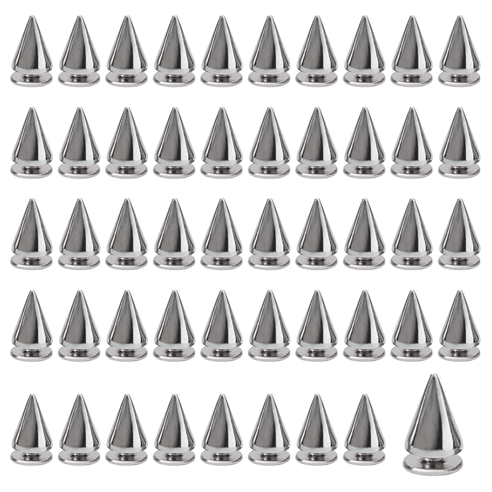 HONQX Spikes Studs for Clothing 100pcs Metal Spike Studs Replacement Bullet Cone Spikes Rivets for Clothing Metal Leather Fabric 7x10mm