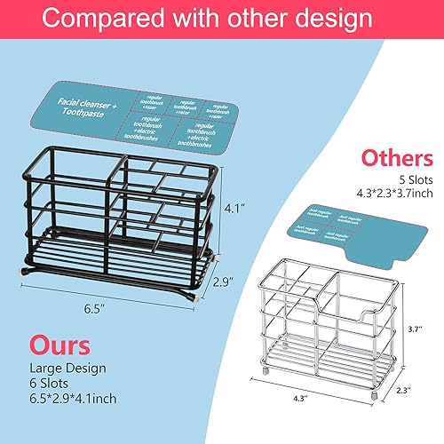 Miniatura 5 de Portacepillos de dientes para baños, acero inoxidable, soporte de cepillo de dientes eléctrico, organizador de pasta de dientes, soporte de