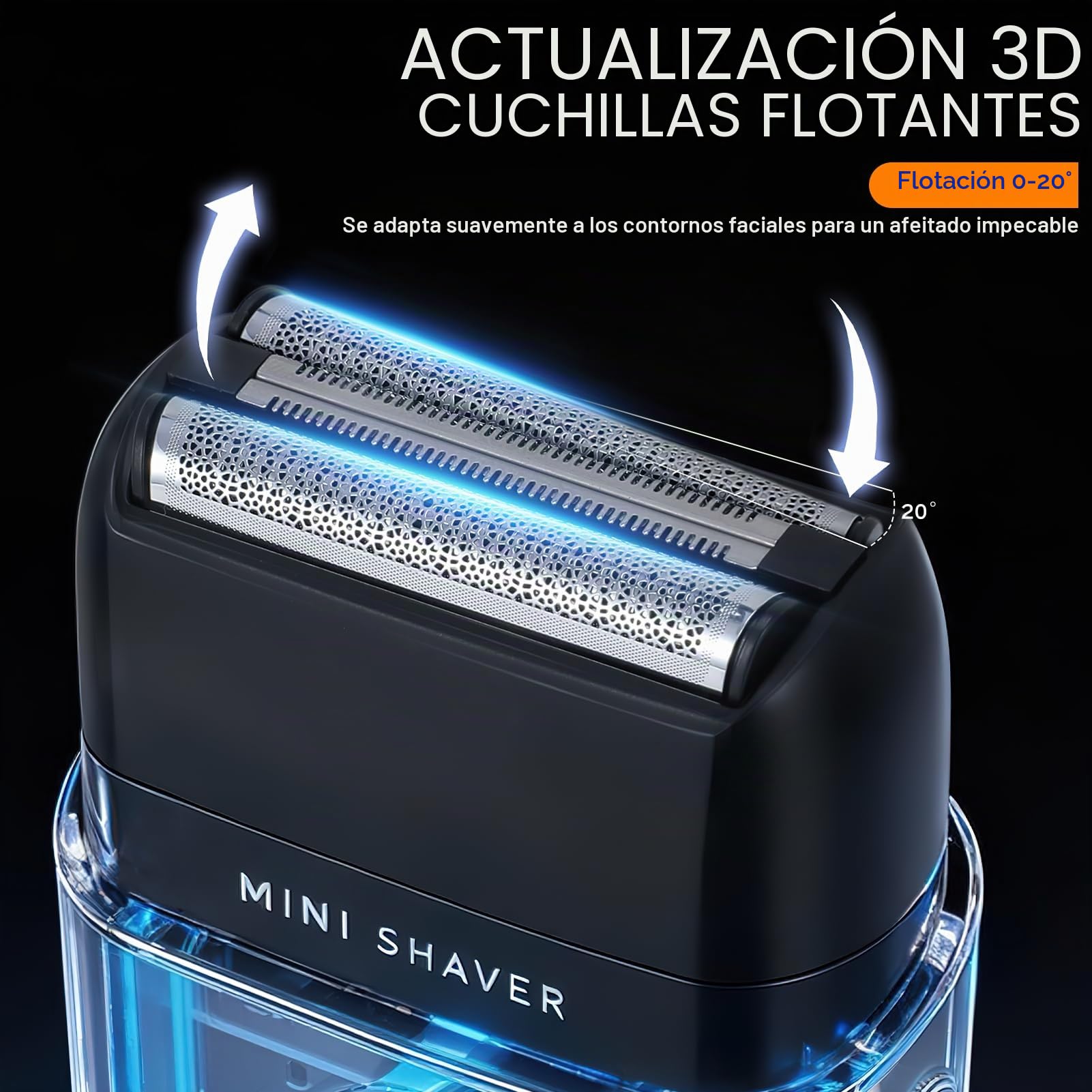 Mini Afeitadora Electrica para Hombres,Afeitadora Barba con Pantalla LED Impermeable IPX7 para Uso Húmedo y Seco en,Carga Rápida USB-C 2H de Autonomía Maquinilla de Afeitar Hombre Portátil