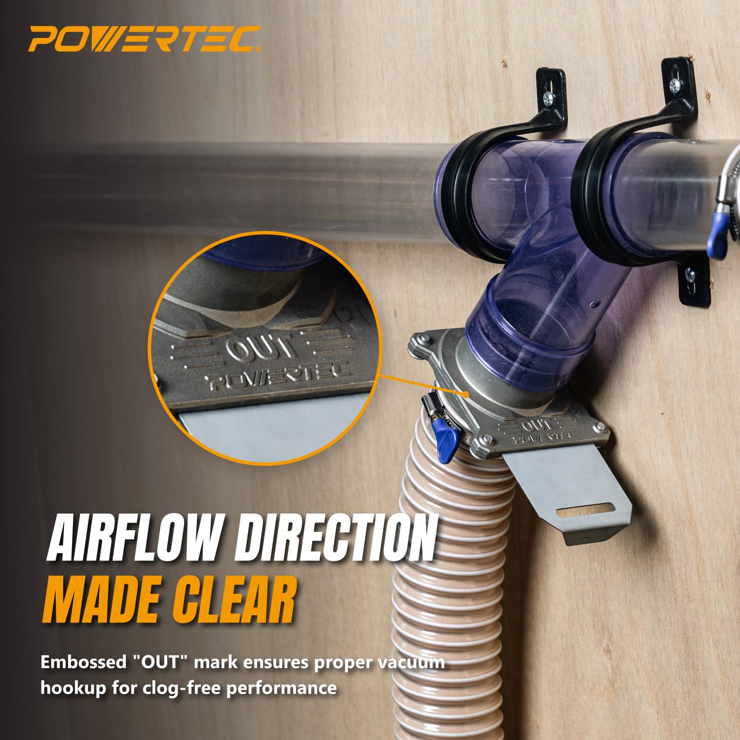 POWERTEC Blast Gate - 4 Inch Dust Collection -4