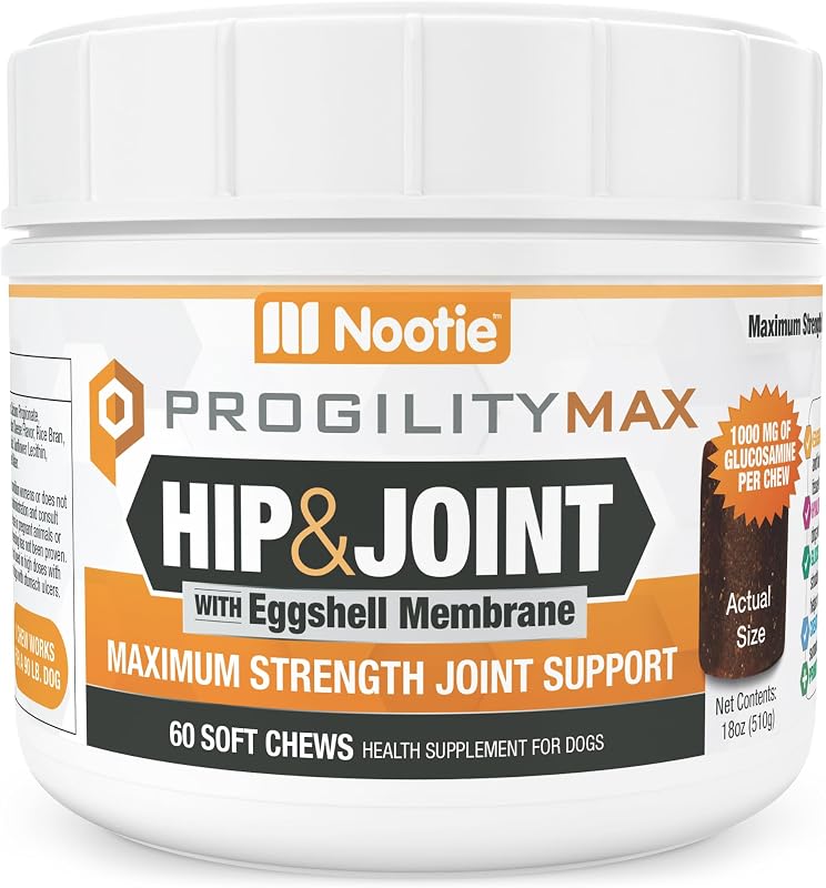 Suplemento para Cães Nootie ProgilityMAX com Glucosamina para Quadril e Articulações, 60 unidades