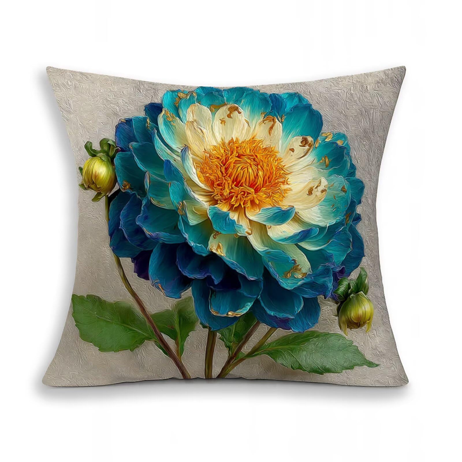 Kwiatowe poszewki na poduszki, sofa, roślina dekoracyjna poszewka na poduszkę 60 x 60 cm, zestaw 4, kwadratowa miękka poszewka na poduszkę z niewidocznym zamkiem błyskawicznym, dekoracyjna na sofę i