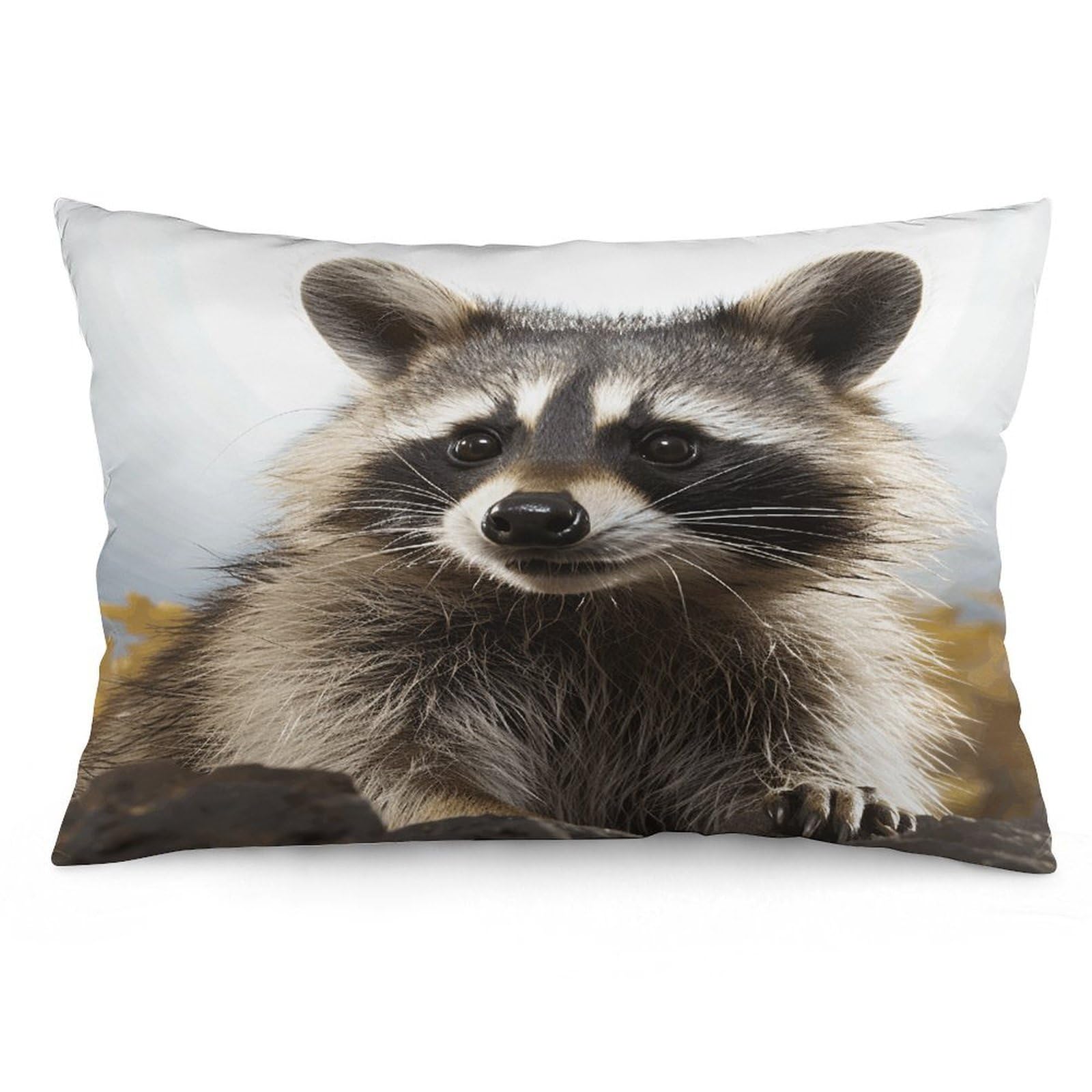 Hairy Raccoon Throw Pillow Cover Soft Pillow Case Decorative Lumbar Pillow Cover Cozy Throw Pillowcase Polyester Rectangular Cushion Case Decor for Couch Sofa Bed