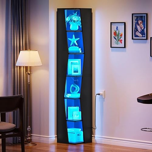 Miniatura 4 de YITAHOME Estante esquinero de 6 niveles, estantería industrial independiente de 68.8 pulgadas de alto, estantería esquinera de 6 estantes, estantes