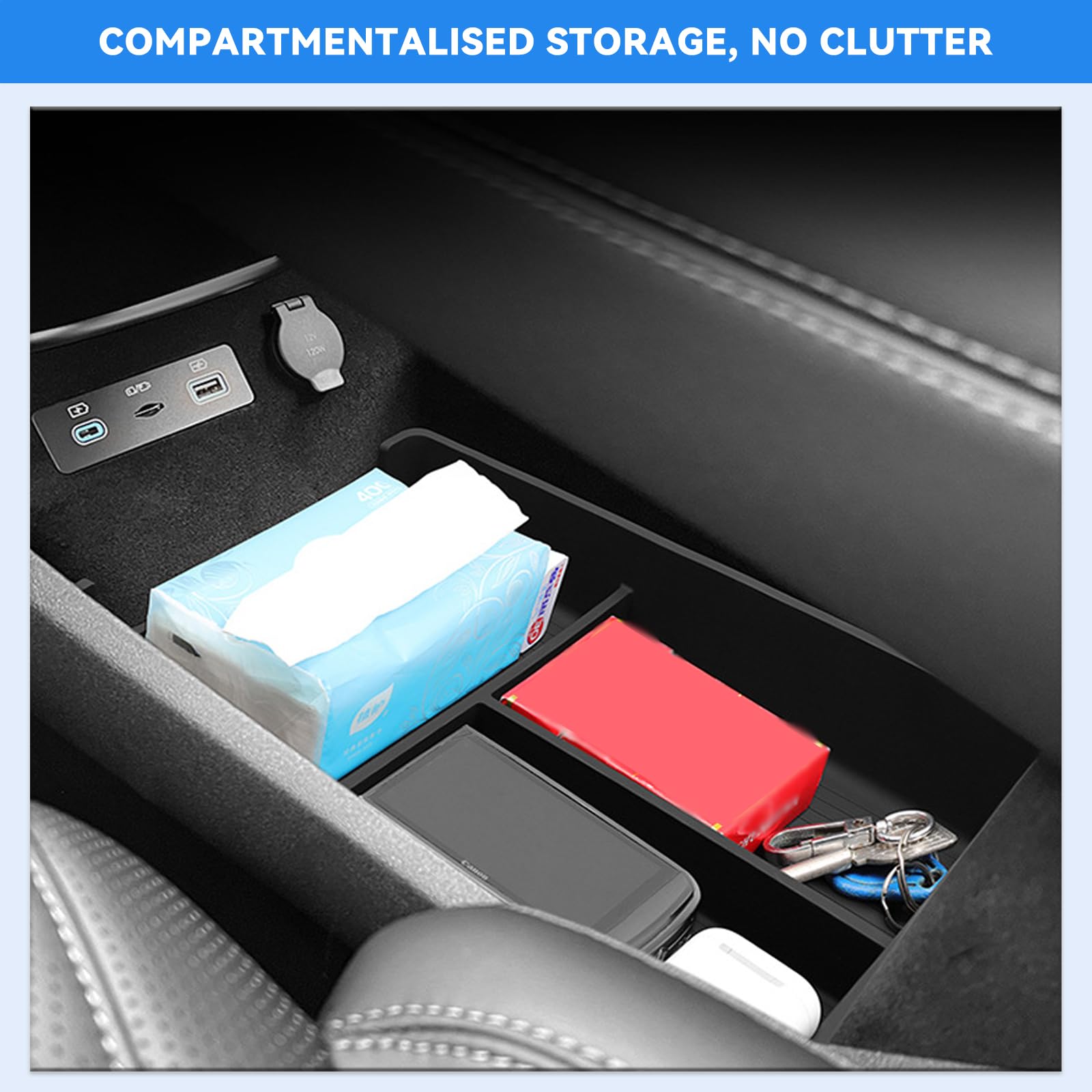 JULIK Sottoscatola per la console centrale per BYD Sealion 07 EV 2024-2026 - Scatola portaoggetti con TPE antiscivolo per cellulare, monete e chiavi